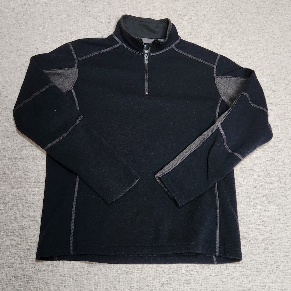 Kuhl Pullover Mens Large Black Charcoal Grey Quarter Zip Fleece Interceptr